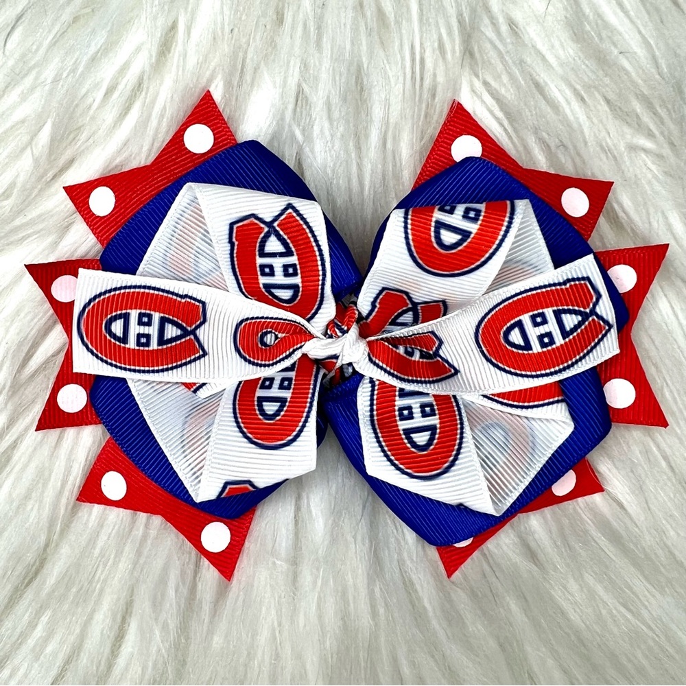 🎀🏒 NHL Montreal Canadiens Hockey Hair Bow Barrette Clip 🏒🎀